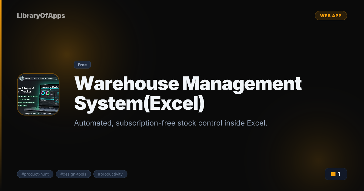 Warehouse Management System(Excel) — Automated, subscription-free stock ...